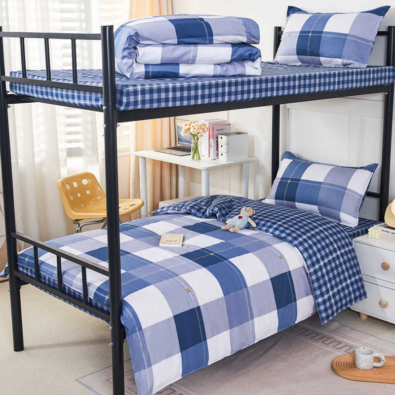 Estudiantes de tres piezas de dormitorio de estudiantes de algodón seis piezas de dormitorio de estudiantes de algodón cama al por mayor