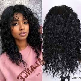 亚马逊外贸跨境假发欧美假发女水波纹长卷发化纤假发套全头套wigs