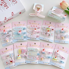 韓国風デザートシリーズヘアピンガーリーハートアクリルヘアアクセサリーサイド前髪クリップシームレスヘアカモノハシクリップヘアアクセサリー