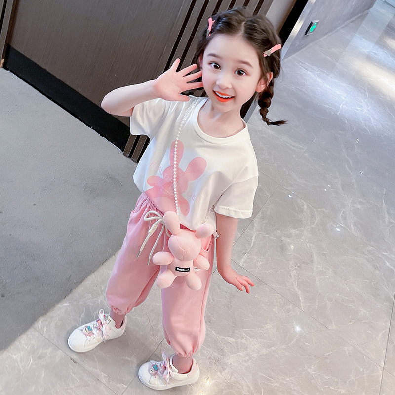 Girls' Sports Suit Summer 2026 New Stylish Summer Fashion Outfit for Girls and Toddlers Children's Summer Clothing
