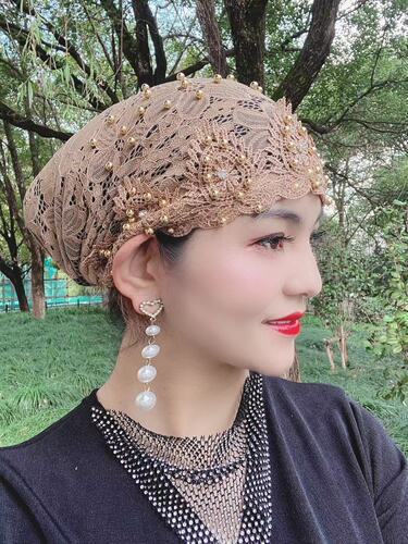Oudin Nail Pearl Fairy Hat Embroidery Style Hui Ethnic Hat Xinjiang Hat European Vintage Hat 