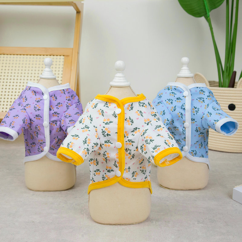 (2개) 2022 새로운 애완 동물 의류 가을, 겨울 작은 꽃 가디건 스웨터 중소형 개 의류 및 의류