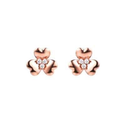 Au750 Diamond Earrings 14K Rose gold earrings 9K gold Morsang Jewelry 18K Platinum Earrings Clover