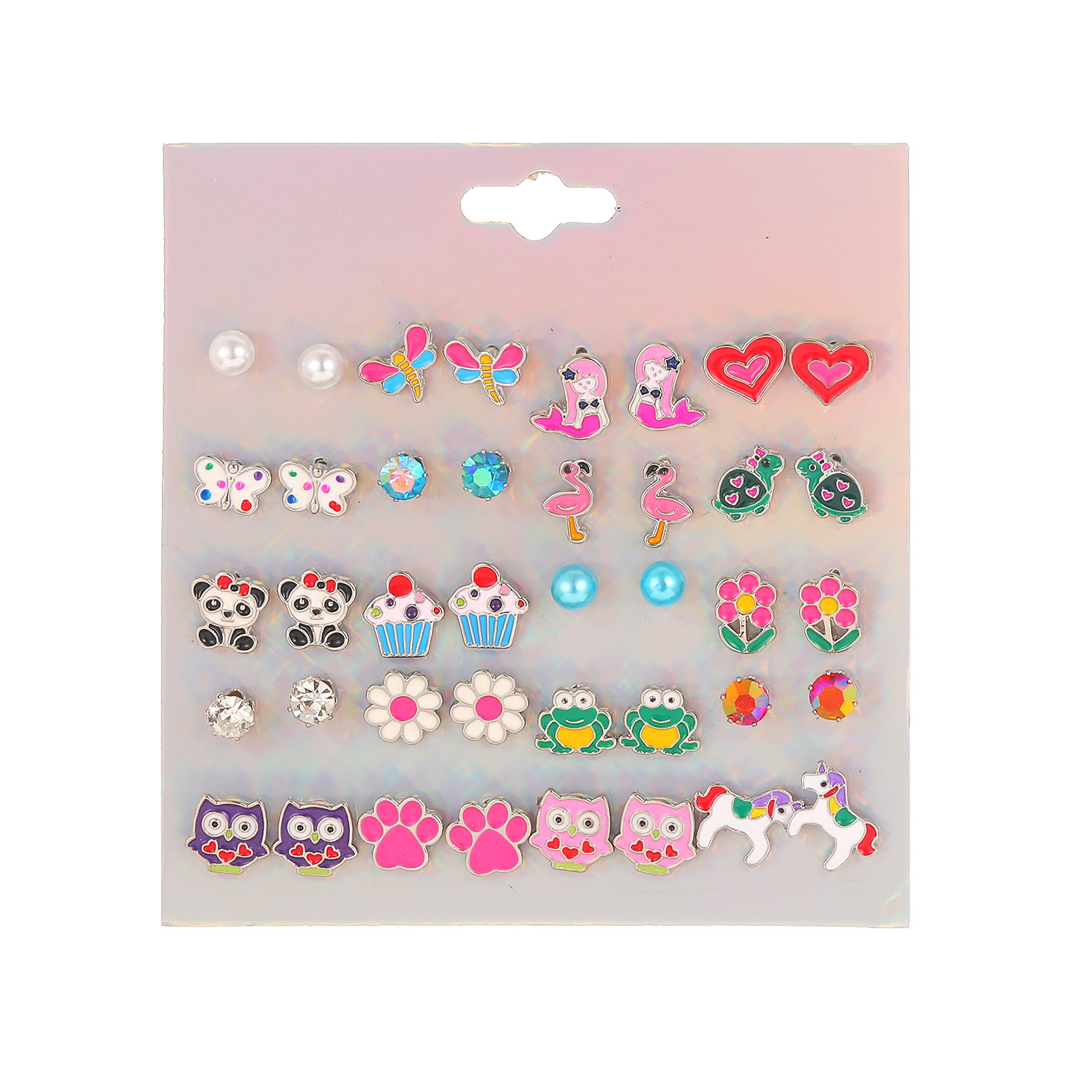 1 Set Fashion Panda Alloy Enamel Women's Ear Studs display picture 2