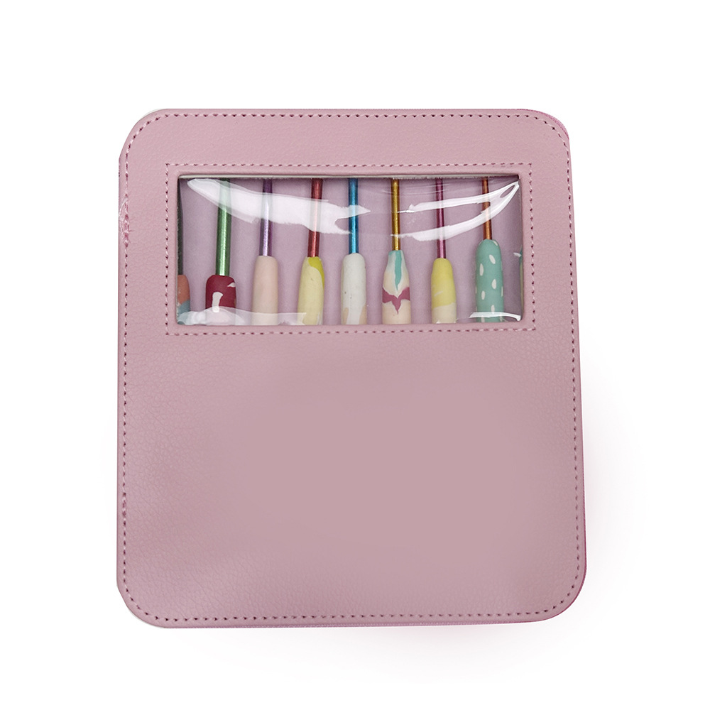 Herramientas de tejer aguja suéter suave cerámica mango color crochet suave mango crochet conjunto de 9 OPP bolsa de embalaje