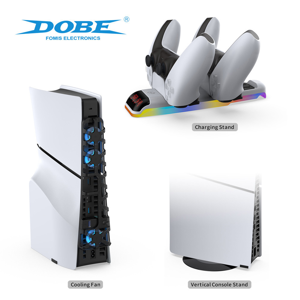 PS5slim host colorido RGB mango superior cargador PS5slim ventilador de enfriamiento disco soporte vertical