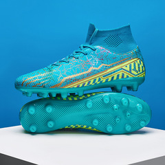 Cross-border large size foreign trade high-top lace-up AG long spike TF small spike football shoes for men, women and children artificial grass training shoes
