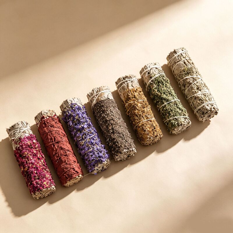 Cross-Border White Sage Flower-Studded Seven-Leaf Grass Cedar Dragon Blood White Sage Incense Stick Aromatherapy Stick Incense Stick