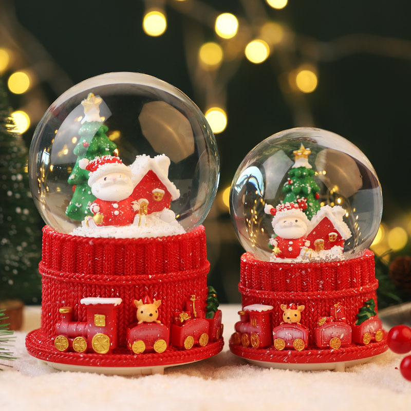Nuevos productos transfronterizos regalos de Navidad creativos artesanía de resina decoración de escritorio adornos caja de sonido regalos de bola de cristal