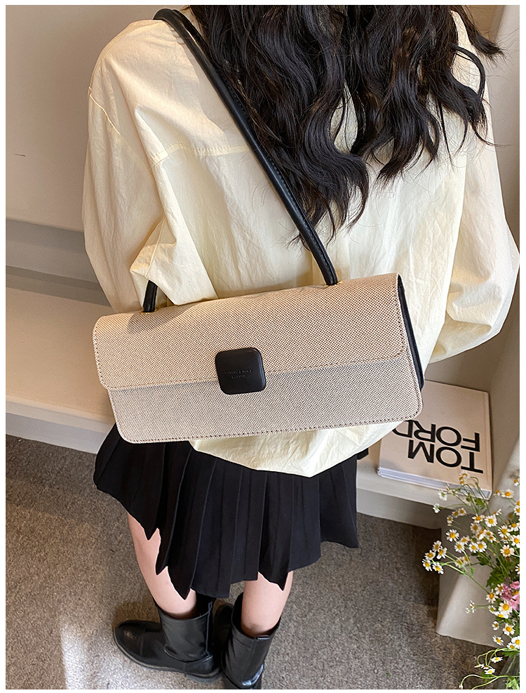 Women's Medium Pu Leather Solid Color Streetwear Lock Clasp Baguette Bag Shoulder Bag display picture 22