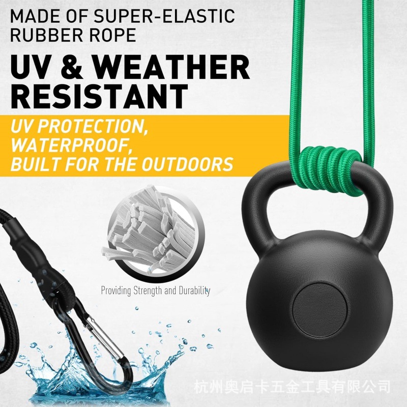 Cross-Border Hot-Selling Customizable Hook Elastic Band 20Pc Bucket-Packed Round Elastic Rope Motorcycle Luggage Binding Strap
