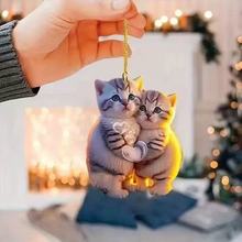 跨境新品创意小猫小狗人背包挂件亚克力汽车挂件可爱泰迪狗钥匙扣