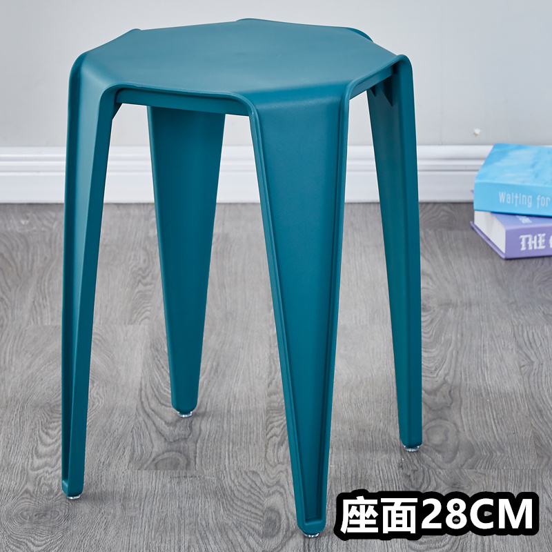 피콕 블루-올 플라스틱-사각형 스툴-시트 표면 28CM ⚑