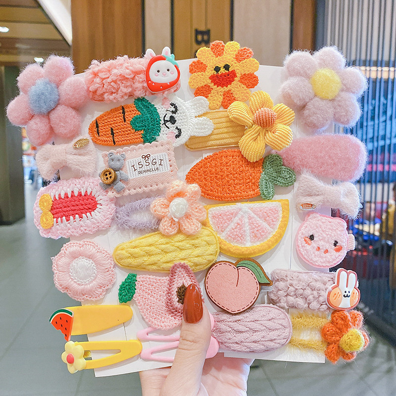 Otoño y invierno niños clip de pelo de dibujos animados peluche clip de pelo lindo bebé roto clip de pelo princesa coreana joyas para el pelo de chicas