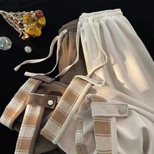 春秋季新款翻边裤子女日系宽松阔腿休闲直筒裤ins潮学生百搭运动