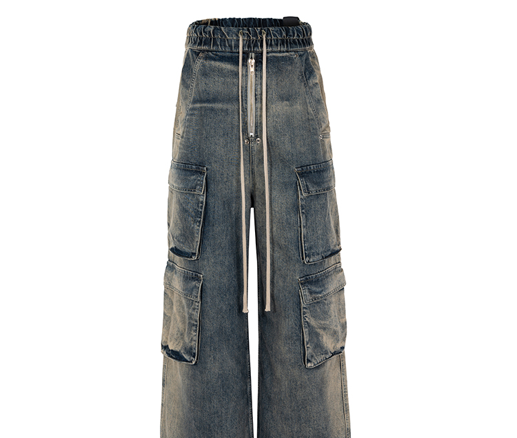 Men's Clothing VINTAGE GARC niche trendy brand RO style wide leg multi pocket flared distressed jeans men's vibe cotton_voghion.com