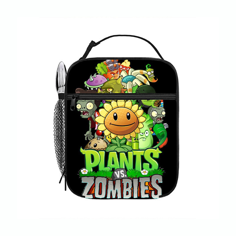 Cross-Border Hot-Selling Plants Vs. Zombies Children's Cartoon Lunch Bag Large Capacity Student Lunch Bag with Rice Portable Insulated Lunch Bag