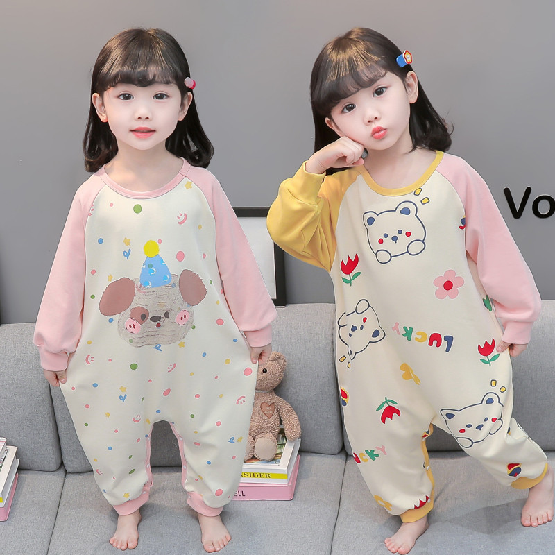 儿童睡衣女孩春秋季长袖春款纯棉婴儿小童连体衣女童爬服宝宝女童