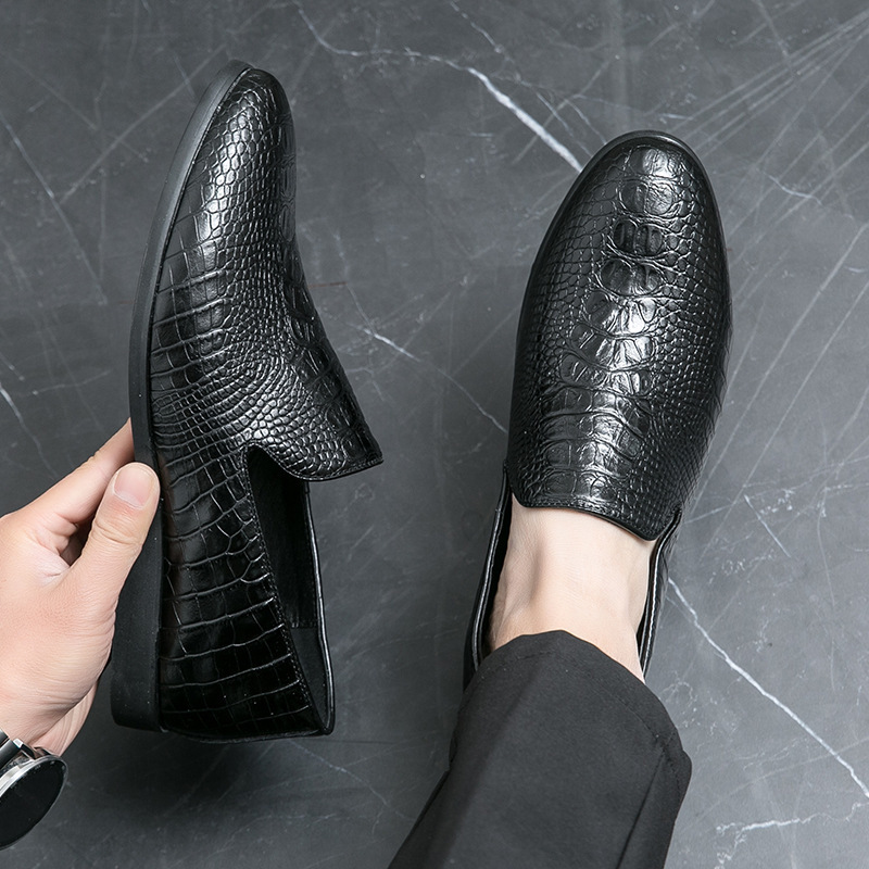 Zapatos de cuero de cocodrilo para hombre primavera británico perezoso zapatos de pinza retro negocios casuales novio zapatos de hombre casado image 5