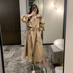 风衣女装2025春秋韩版休闲英伦风小个子大衣中长款宽松卡其外套潮