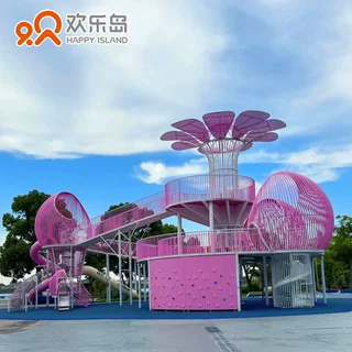 户外非标游乐设备定做景区无动力乐园网红秋千不锈钢钻洞滑梯厂家