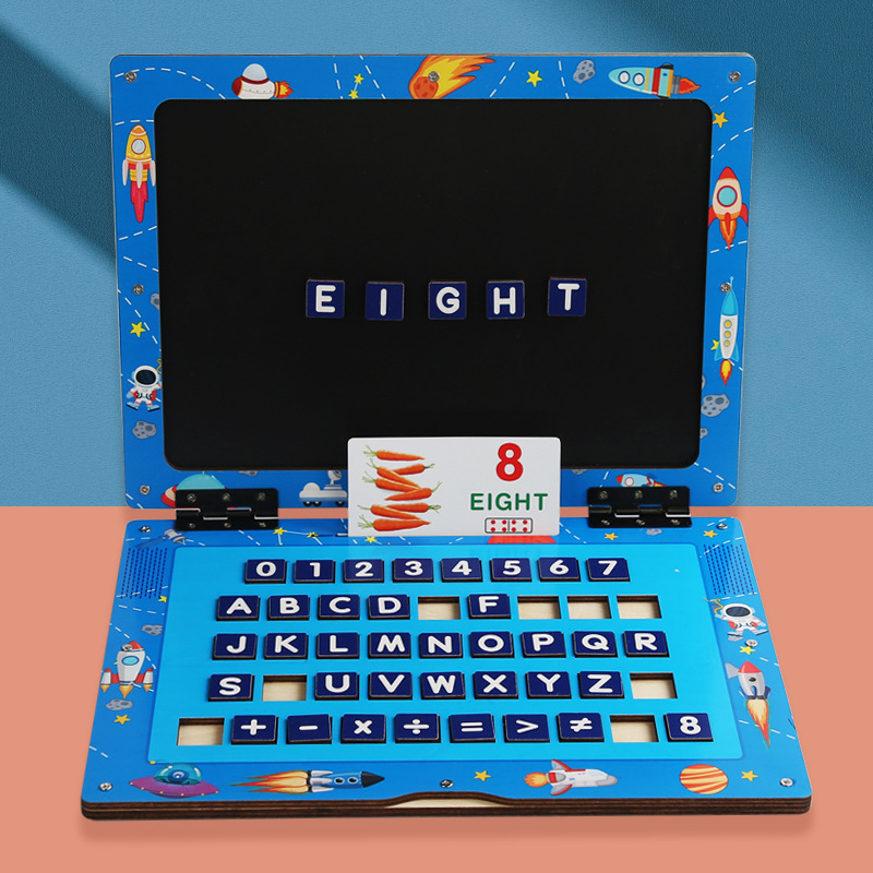 Tablero de aprendizaje de cuaderno de madera magnético para niños educación temprana papelería educativa digital letras inglesas ortografía material didáctico