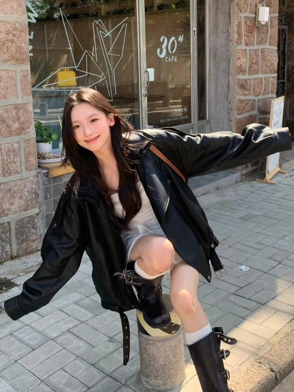 皮衣外套女酷飒风小个子2025超火外套皮衣春季今年流行皮衣感黑色|undefined