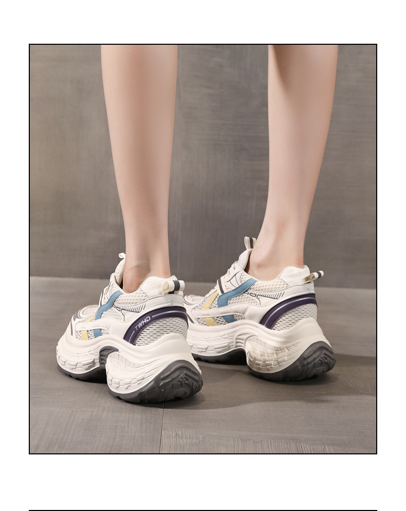 Giày sneaker nữ đế dày phong cách daddy mesh lưới thoáng khí — xanh lam chi tiết 15