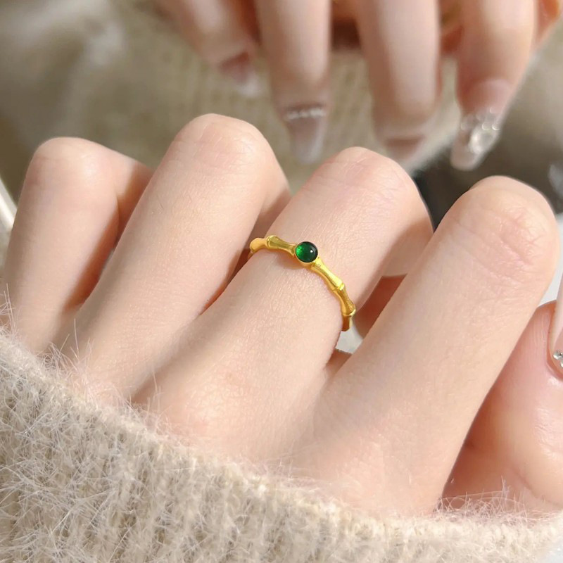 Anillo de apertura de espiga de circonio de vintage medieval anillo de todo fósforo de nicho femenino joyería de alta gama de lujo ligero retro