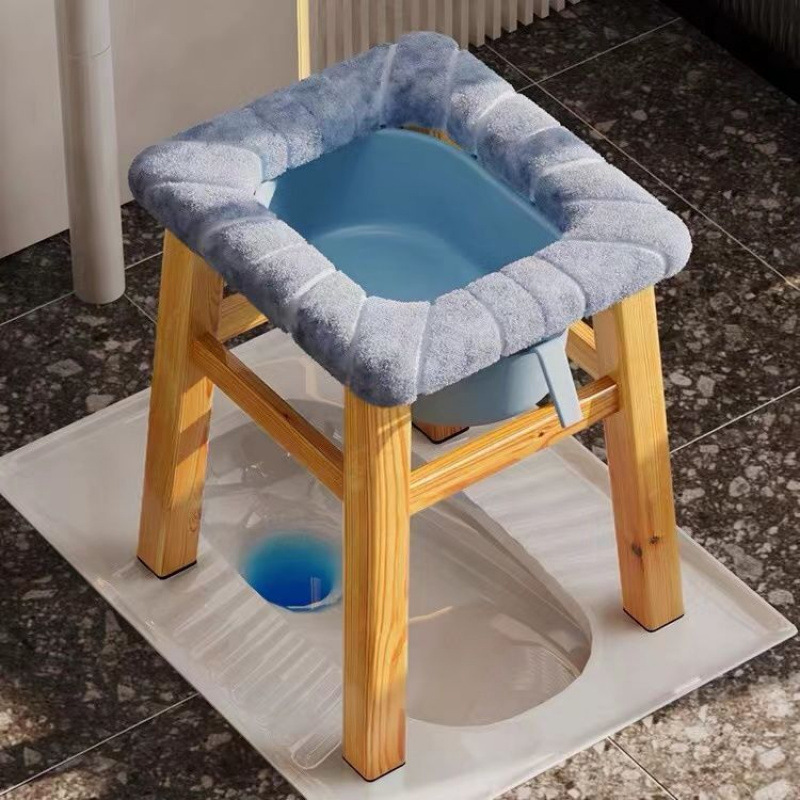 Taburete de madera maciza para mujeres embarazadas, inodoro móvil, inodoro doméstico, inodoro para adultos, silla de inodoro interior