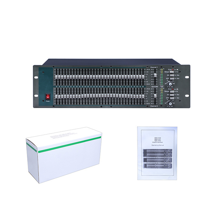 GQX3102 Equalizer Dual 31 Segment Dual Channel Stereo Stage Performance Bar Noise Reduction Equalization Processor