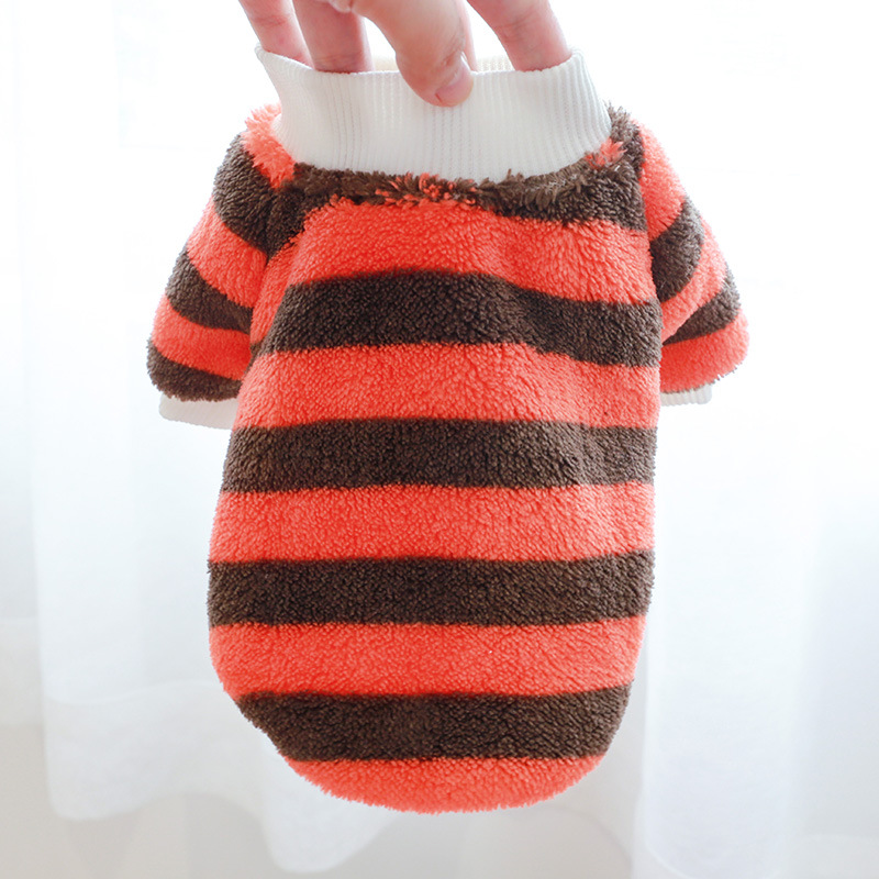 マルチクルーネックシャツ-オレンジブラウンストライプ