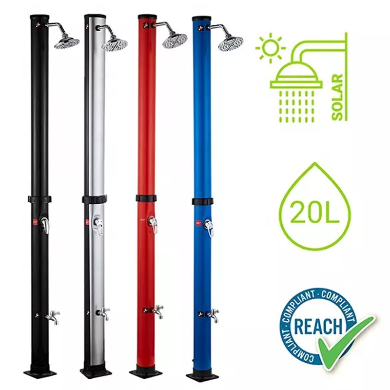 20L columna de ducha solar rojo azul plata negro al aire libre playa surf ducha redonda de calentamiento rápido columna de Ducha
