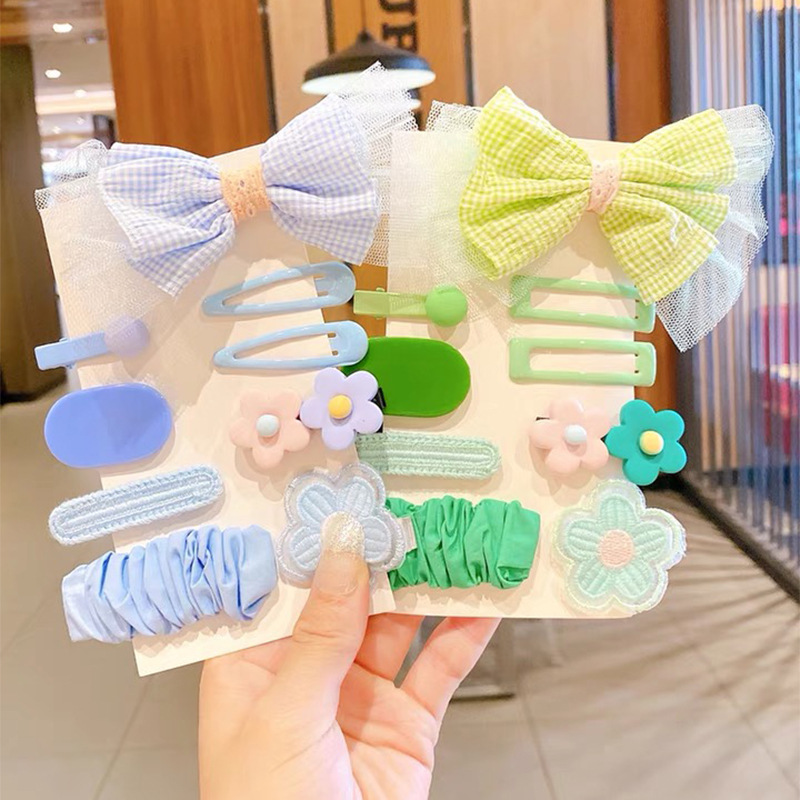 45g Weight Headwear Classification Women'S Gender Cartoon Style Style Pink, Green, Blue, Yellow Color Children's Bow Flower Hairpin Sets Wholesale Nihaojewelry 1