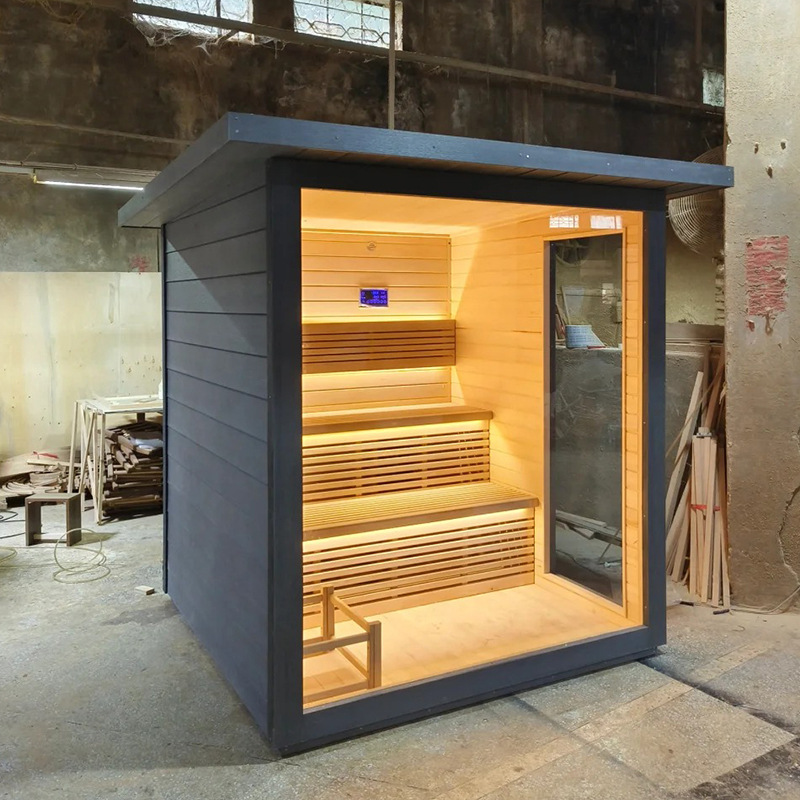 Sala de sauna de aguas termales al aire libre Sala de vapor de sudor doble individual Sala de vapor seco para cuatro personas Sala de vapor de patio multijugador Casa de madera