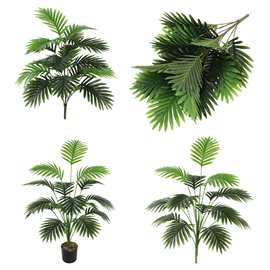 仿真龟背叶盆栽跨境绿植散尾葵 铁树叶家居装饰户外绿植摆件批发