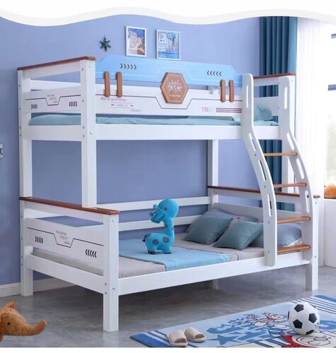 Full solid wood double-layer bed with upper and lower beds, children's bed, home use, high and low bed, adult and child bed, storage bed