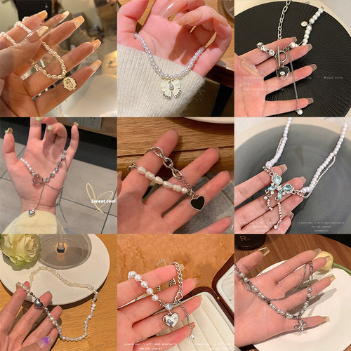 Elegant Pearl Necklace for Women, Versatile and Unique Design, Sweater Chain with a Touch of Luxury, Heart-Shaped Lockchain Jewelry, Wholesale