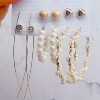 Fashion gold hoop earrings ladies pearl punk earrngs set