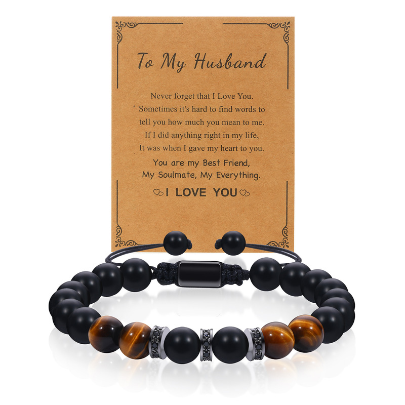 New Woven Bracelet Tiger Eye Bracelet For Boyfriend Son Brother My Husband Christmas Gift Bracelet