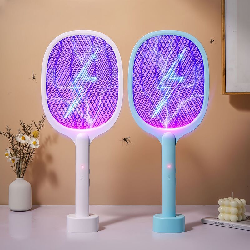 家庭用電気蚊たたき充電式リチウム電池蚊たたき強力で耐久性のあるツーインワン蚊取りランプハンドヘルド電気蚊たたき|undefined