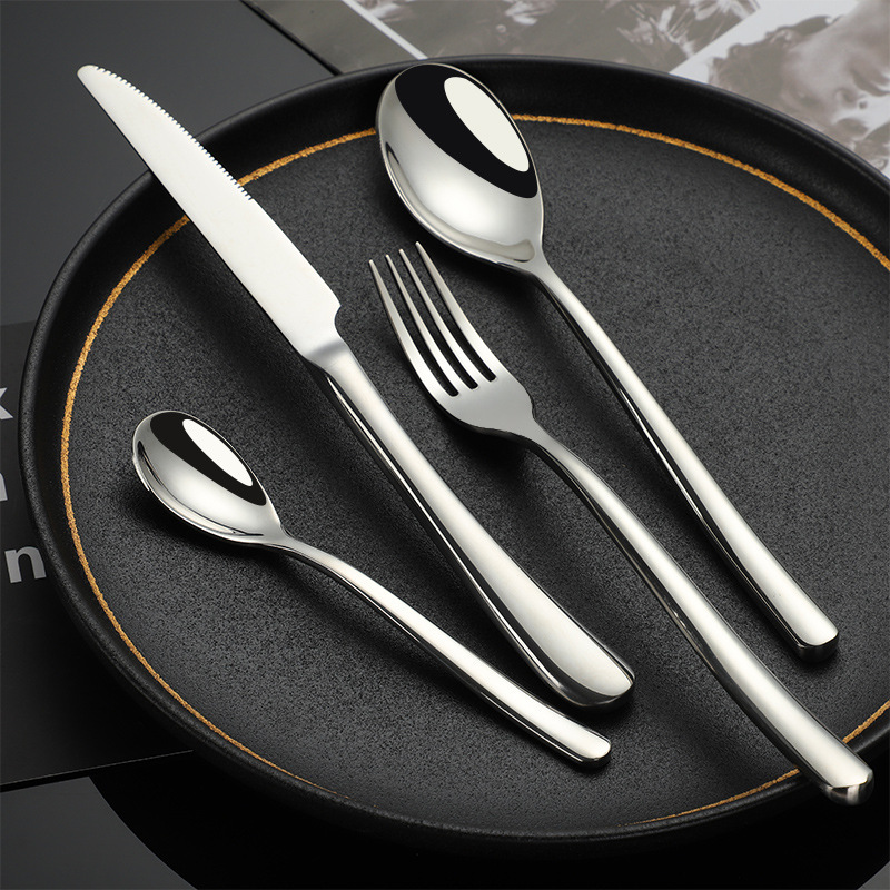 Cross-border Thickened Moonlight Stainless Steel Western Food Tableware Hotel Stainless Steel Knife and Fork Spoon Western Restaurant Steak Knife and Fork