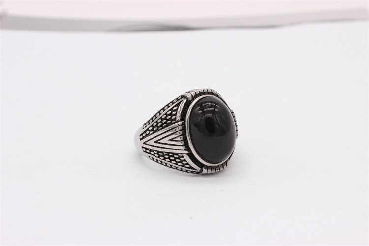 20g Weight Gem Inlay Material Rings Classification 12, 7, 8 Ring Size 1 Piece Quantity Daily, Party Occasion Titanium Steel Material Geometric Pattern Men's Gender Retro, Vintage Style Style Men's Retro Vintage Style Rings Geometric Titanium Steel Gem Men Signet Rings 2