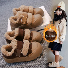 童鞋女童2025冬季新款儿童加绒公主运动鞋女孩保暖软底勃肯鞋小童
