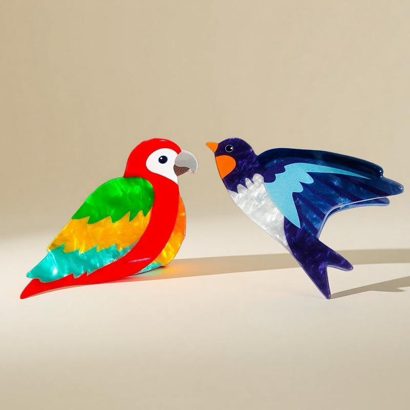 模擬オウムクリップ、かわいいツバメサメクリップ、カラフルな鳥ポニーテールクリップ、クリエイティブな後頭部ヘアクリップ、ヘッドバンド|undefined