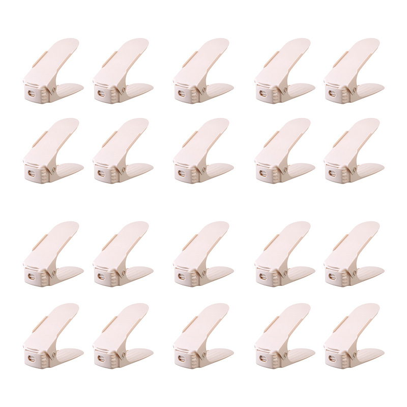 20 estantes de plástico en capas, ahorro de espacio, soporte de almacenamiento de zapatos de doble capa, artefacto de almacenamiento de zapatos ajustable