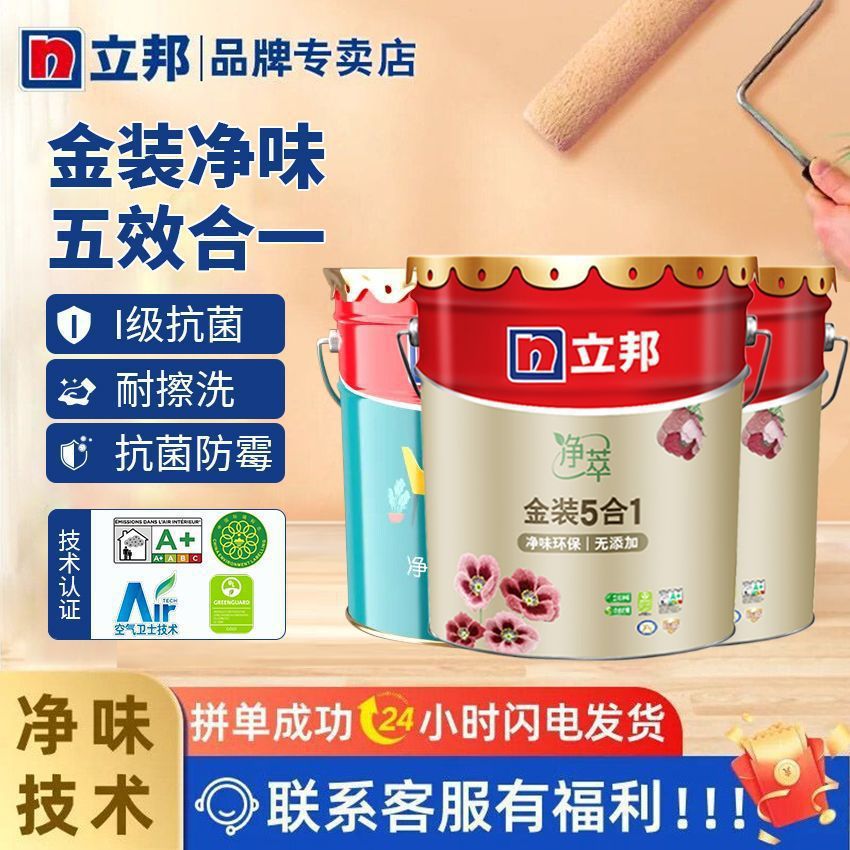 立邦净萃金装五合一净味乳胶漆室内家用自刷墙面漆环保防霉涂料