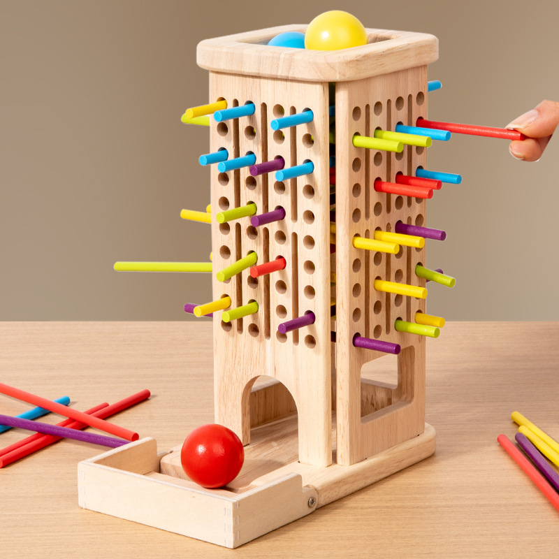 子供の早期教育木製スリーインワンスティックゲームサイコロを投げる色認知親子インタラクティブ教育ボードゲームおもちゃ|undefined