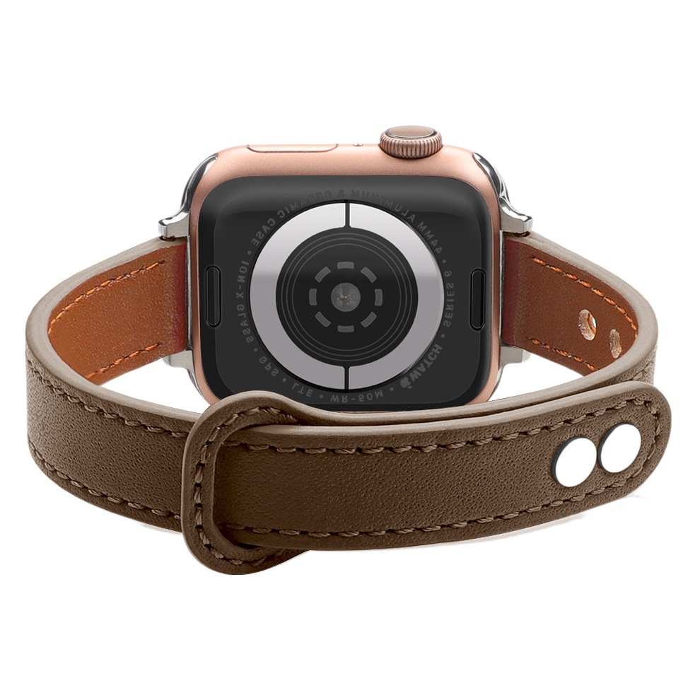 Adecuado para la correa de reloj Apple ultra-fino doble clavo color a juego cuero real pequeña cintura applewatch98 Correa al por mayor
