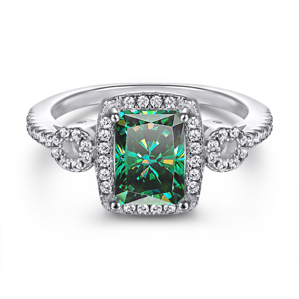 Anillo de plata de 2 quilates de piedra de moissan de mujer ligero de lujo anillo de mujer de comercio exterior transfronterizo caliente número 5 - 10 anillo de mujer